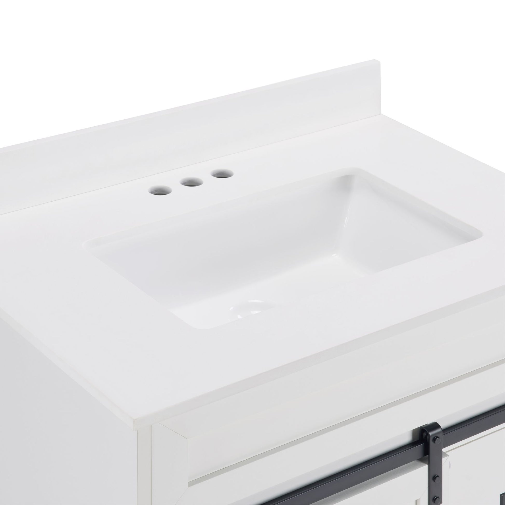 [VIDEO provided]30" Bathroom Vanity with Single Sink Combo, Farmhouse Undermount Bathroom Sink Cabinet with Sliding Barn Doors and 2 Drawers, Freestanding Bathroom Vanities,White - Discount Msrp 