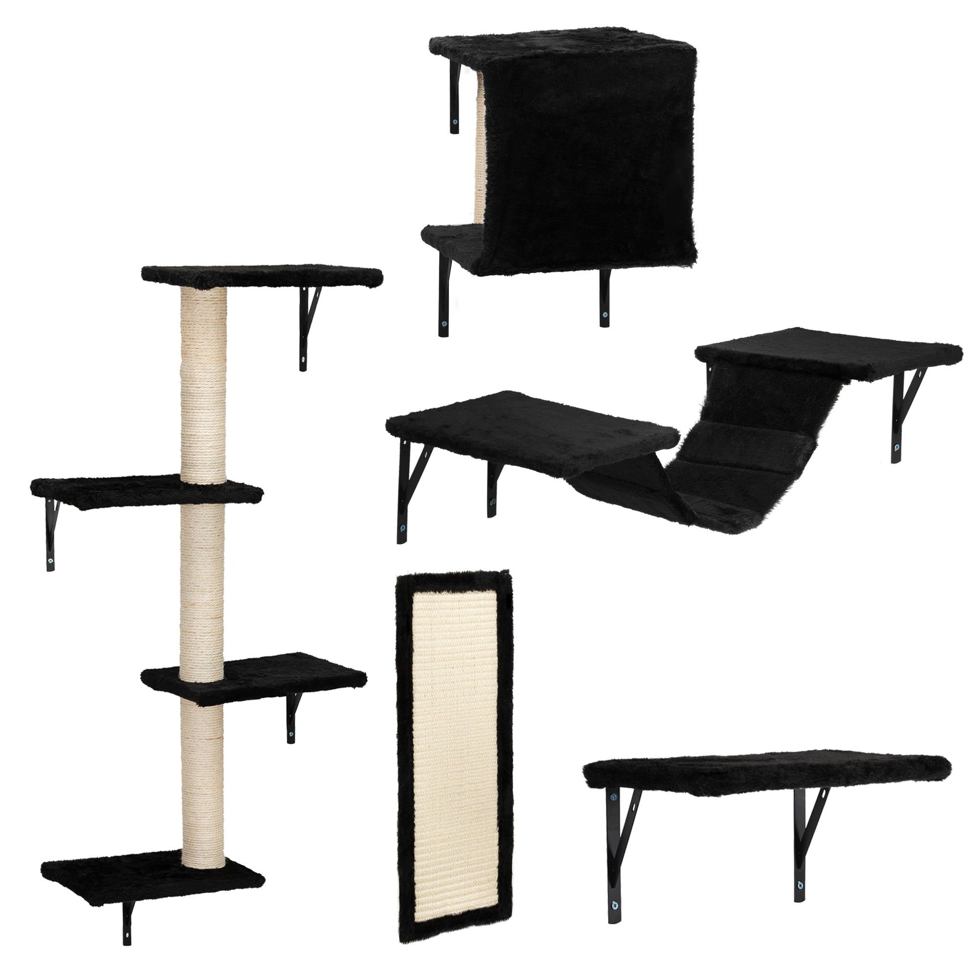 5 Pcs Wall Mounted Cat Climber Set; Floating Cat Shelves and Perches; Cat Activity Tree with Scratching Posts; Modern Cat Furniture - Discount Msrp 