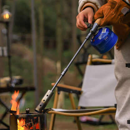 Outdoor camping extended flame-throwing gun stainless steel gun burning pig hair supplies camping straight handle handheld detachable igniter - Discount Msrp 