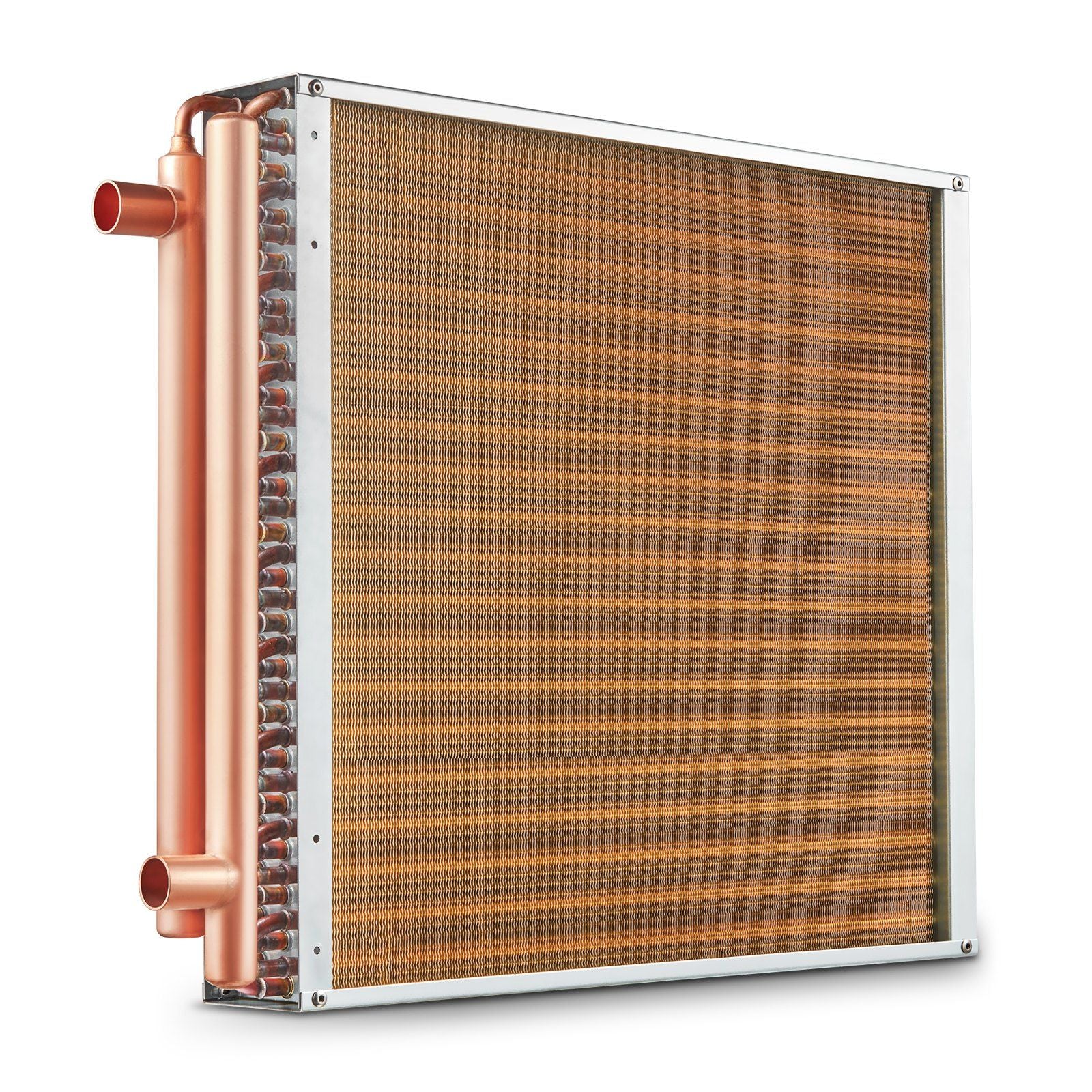 VEVOR Heat Exchanger Water to Air, 20"x 20" with 3-Row 3/8" Copper Ports, 242 Aluminum Fins Heat Exchanger for Outdoor Wood Furnaces, Residential Heating and Cooling, and Forced Air Heating - Discount Msrp 