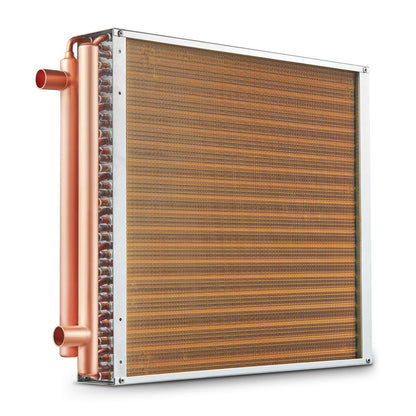 VEVOR Heat Exchanger Water to Air, 20"x 20" with 3-Row 3/8" Copper Ports, 242 Aluminum Fins Heat Exchanger for Outdoor Wood Furnaces, Residential Heating and Cooling, and Forced Air Heating - Discount Msrp 