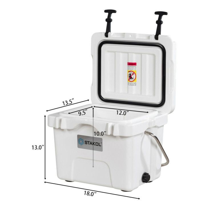 16 Quart 24-Can Capacity Portable Insulated Ice Cooler with 2 Cup Holders - Discount Msrp 