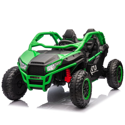 24V Two-seater Kids Ride On UTV w/Parents Control,20in seat width,400W Super high power,Four-wheel Suspension,Bluetooth,MP3,USB,LED Light,Horn,Rear storage space,Speeds 3.73-4.97MPH For Kids aged 3+. - Discount Msrp 