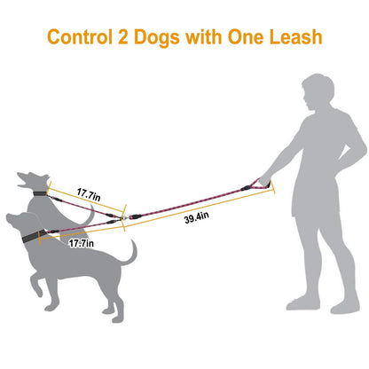 Double Dogs Leash No-Tangle Dogs Lead Reflective Dogs Walking Leash w/ Swivel Coupler Padded Handle - Discount Msrp 