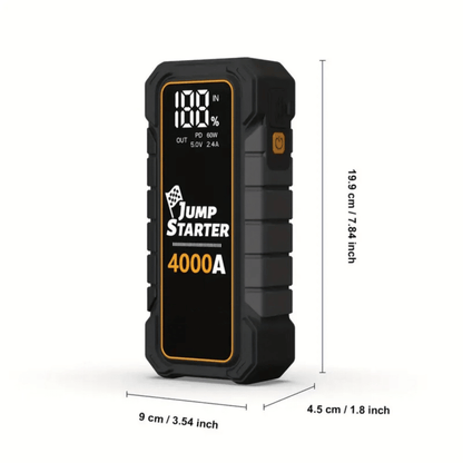 20000mAh 12V Car Battery Jump Starter 4000 Peak Amp USB Fast Charging LED Light 3.54*1.8*7.84 in - Discount Msrp 