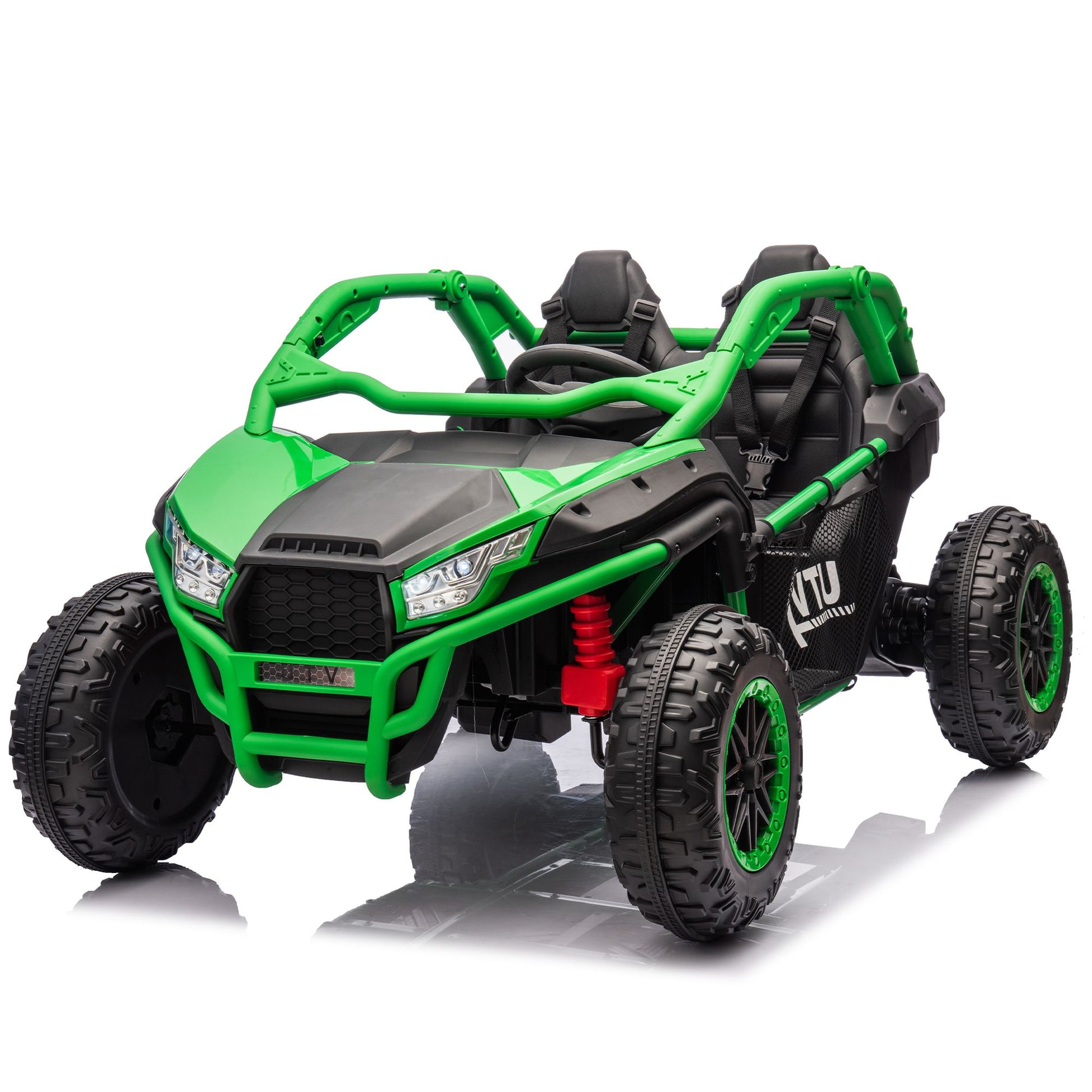 24V Two-seater Kids Ride On UTV w/Parents Control,20in seat width,400W Super high power,Four-wheel Suspension,Bluetooth,MP3,USB,LED Light,Horn,Rear storage space,Speeds 3.73-4.97MPH For Kids aged 3+. - Discount Msrp 