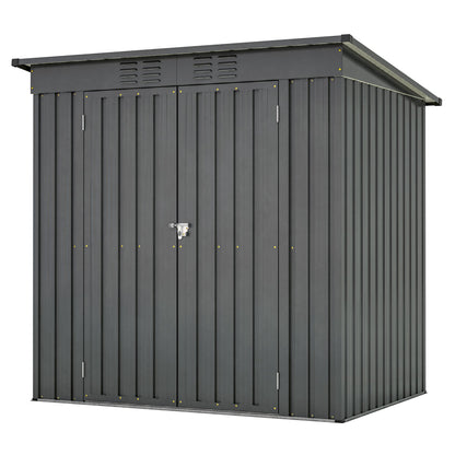6 x 4 ft Outdoor Storage Shed, All Weather Tool Shed for Garden, Backyard, Lawn, Black - Discount Msrp 