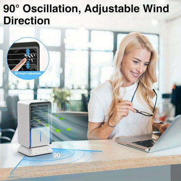 Portable Air Conditioner, Mini Personal Oscillating Air Conditioner Small Air Cooler Cooling Fan, Evaporative Cooler Desk Fan with Timer Function and Night Light for Home Office Bedroom - Discount Msrp 
