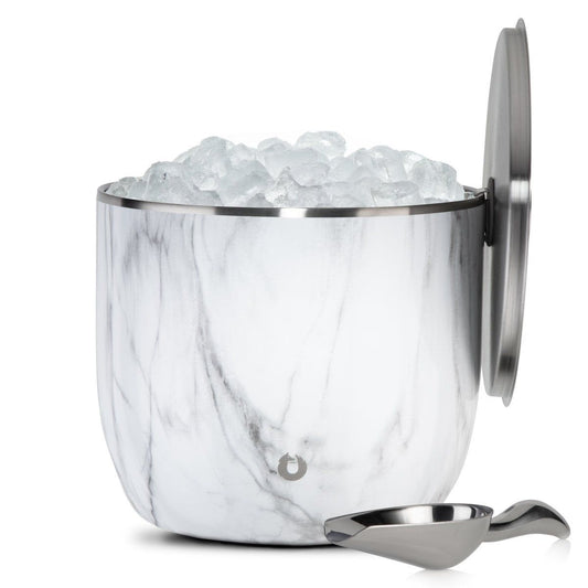 Extra Large Ice Bucket with Lid and Ice Scoop, Marble - Discount Msrp 
