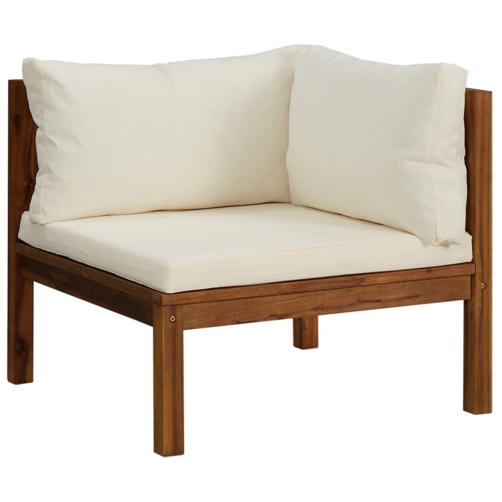7 Piece Patio Lounge Set with Cream Cushion Solid Acacia Wood - Discount Msrp 