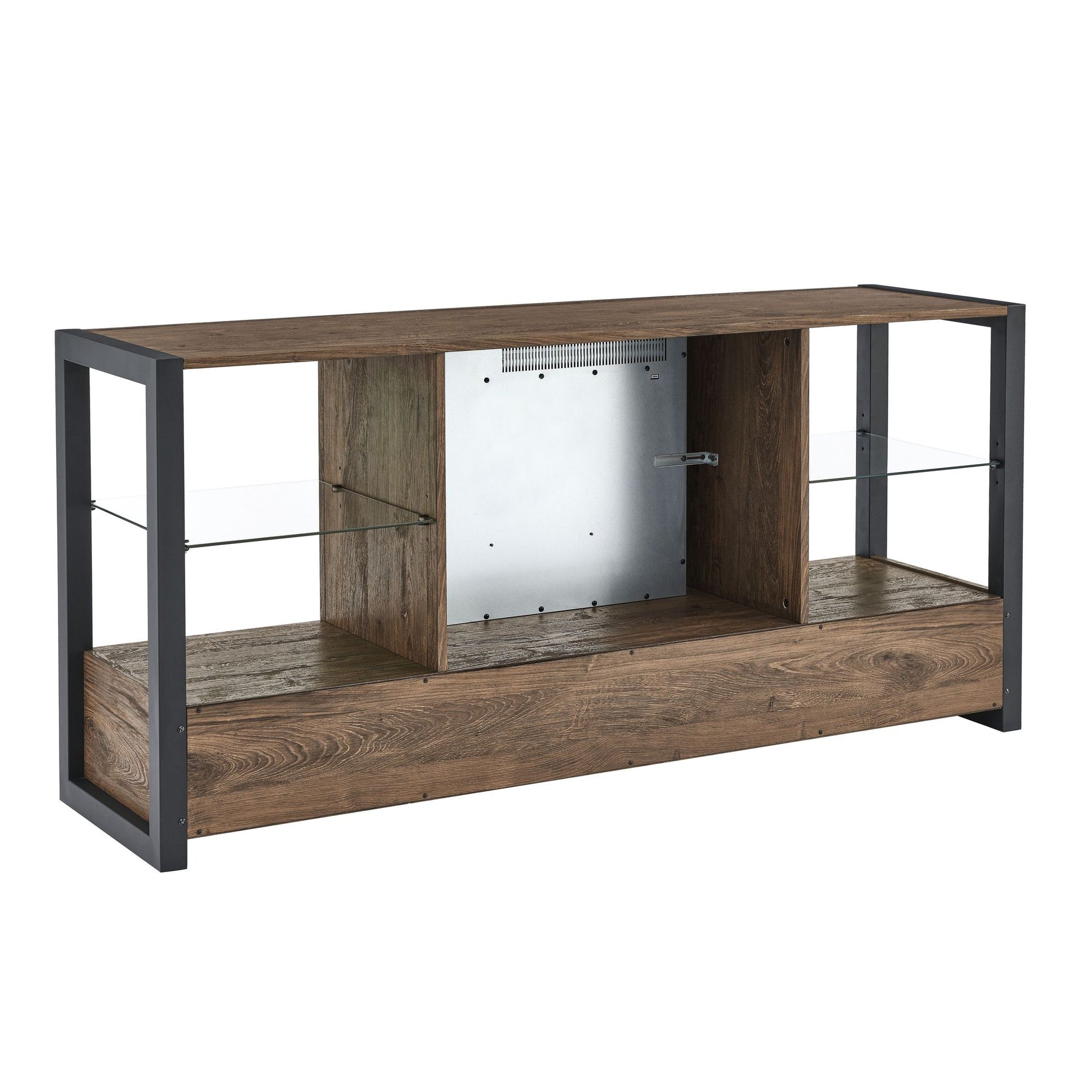 60 inch Electric Fireplace Media TV Stand With Sync Colorful LED Lights-Reclaimed Barnwood Color - Discount Msrp 