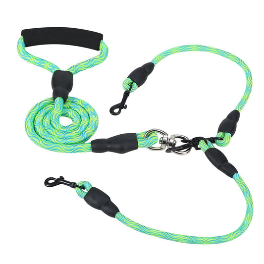 Double Dogs Leash No-Tangle Dogs Lead Reflective Dogs Walking Leash w/ Swivel Coupler Padded Handle - Discount Msrp 