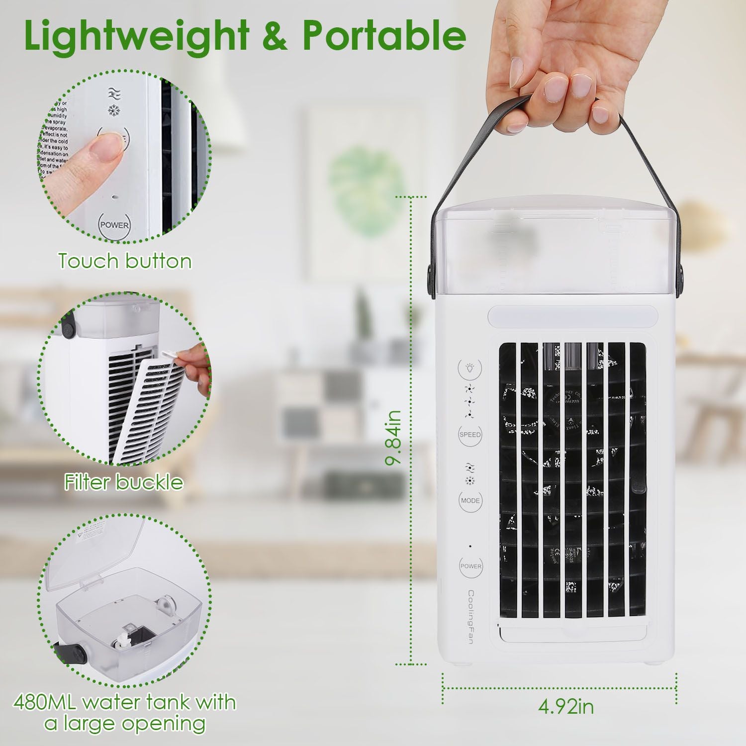 4 In 1 Portable Air Conditioner Fan Evaporative Air Cooler Water Fan - Discount Msrp 