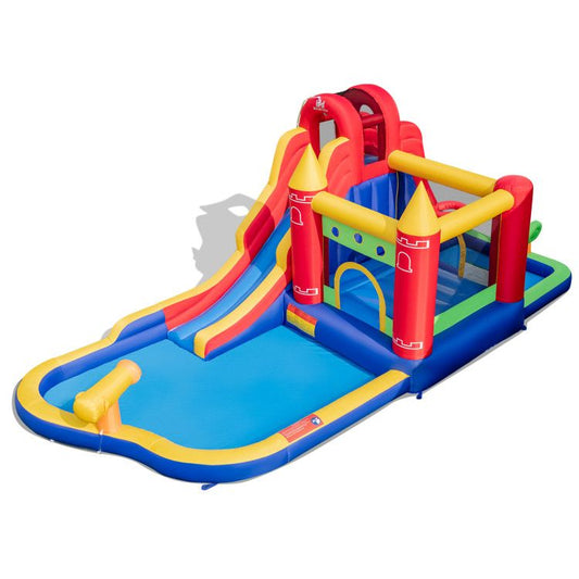 9-in-1 Inflatable Bounce Castle with Water Slide and Splash Pool without Blower - Discount Msrp 