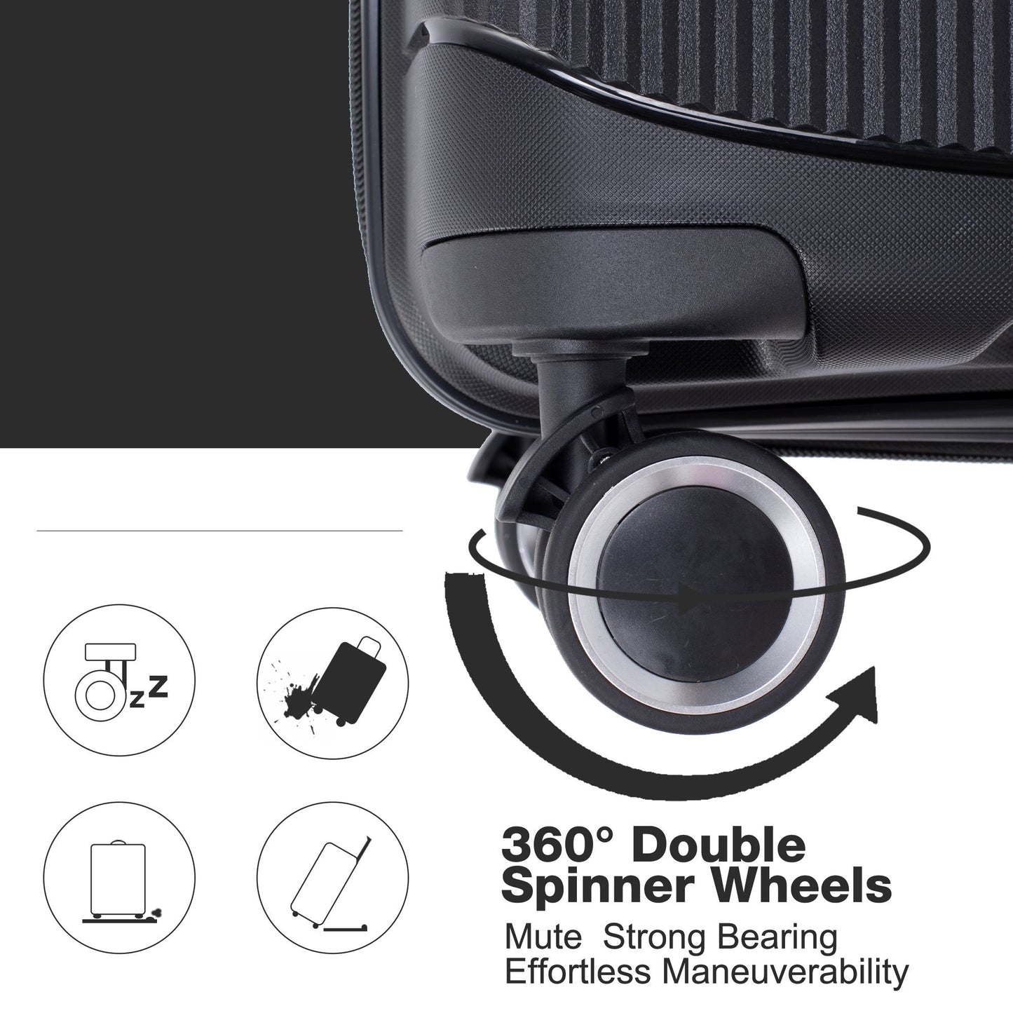 Expandable Hardshell Suitcase Double Spinner Wheels PP Luggage Sets Lightweight Durable Suitcase with TSA Lock,3-Piece Set (20/24/28) ,Black - Discount Msrp 