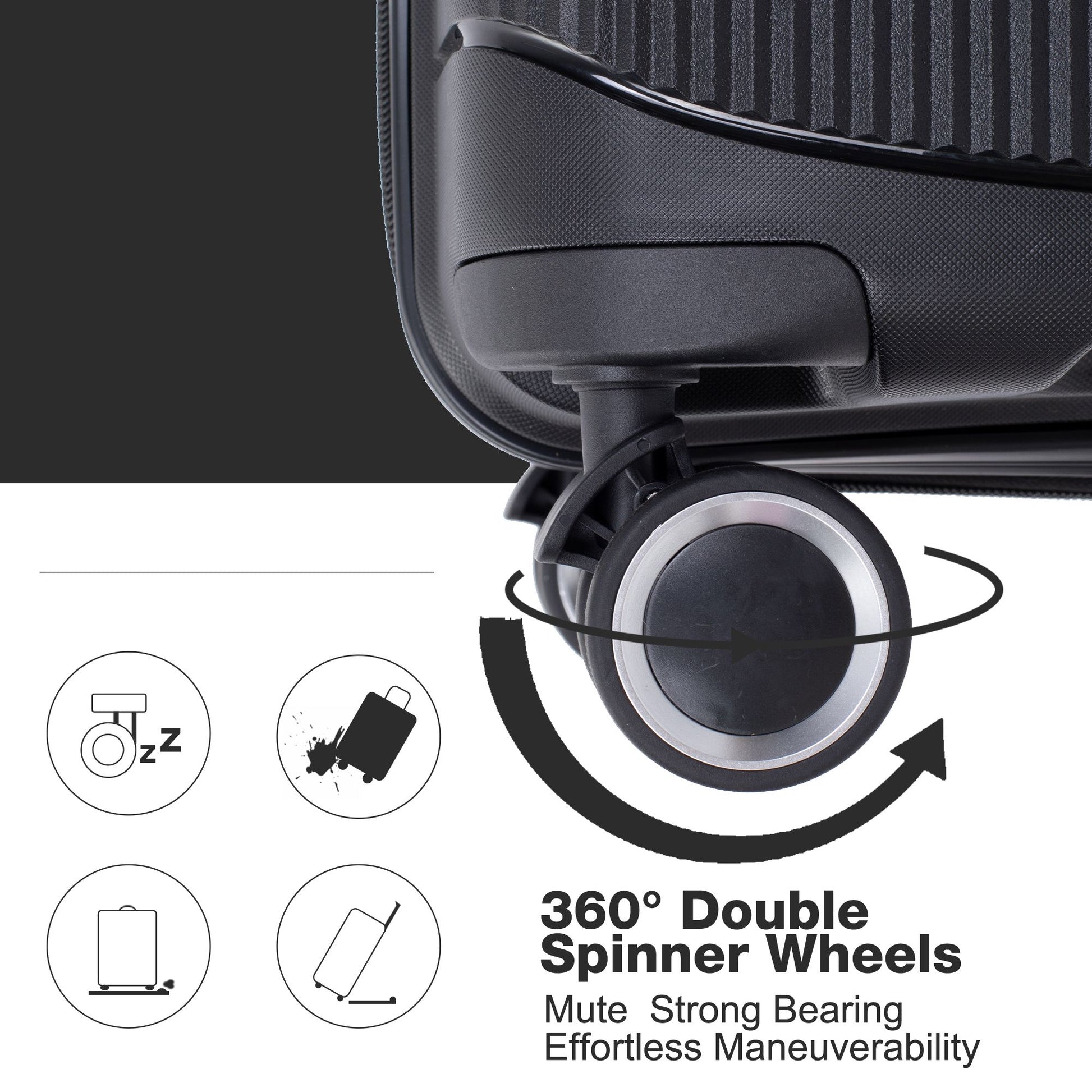 Expandable Hardshell Suitcase Double Spinner Wheels PP Luggage Sets Lightweight Durable Suitcase with TSA Lock,3-Piece Set (20/24/28) ,Black - Discount Msrp 