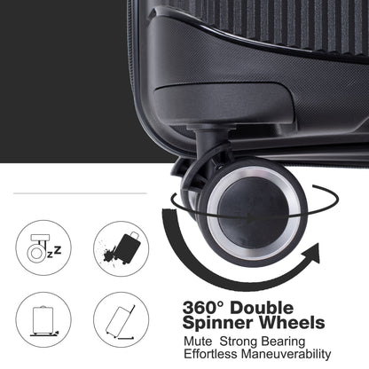 Expandable Hardshell Suitcase Double Spinner Wheels PP Luggage Sets Lightweight Durable Suitcase with TSA Lock,3-Piece Set (20/24/28) ,Black - Discount Msrp 