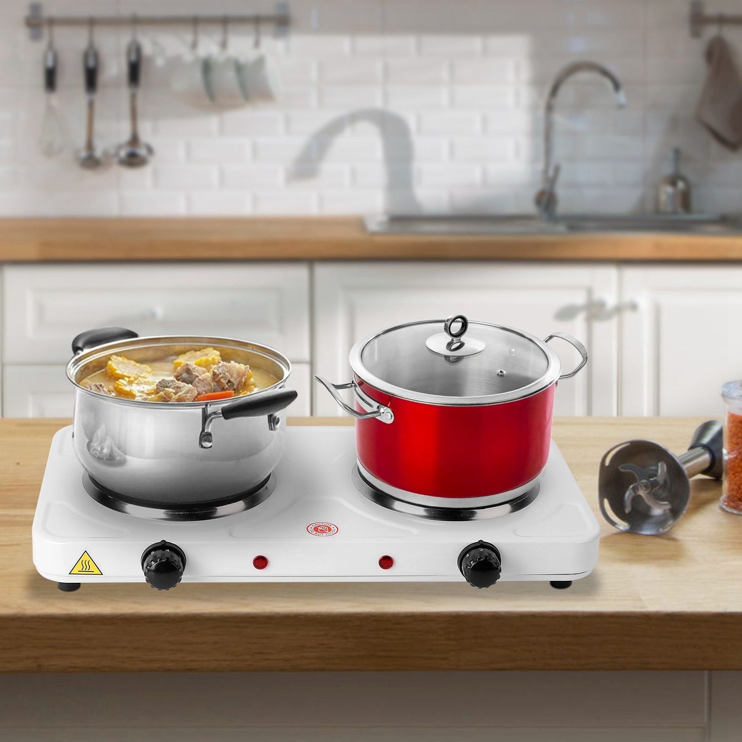 2000W Double Electric Burner Portable Dual Counter Stove Countertop Hot Plate Kitchen Cooker Stove with 5 Gear Temperature Control - Discount Msrp 