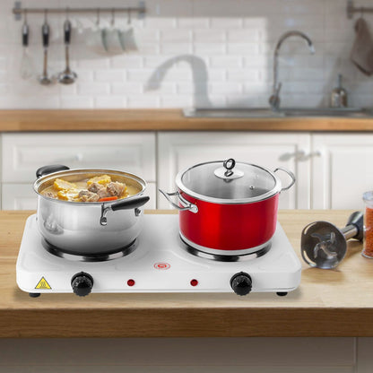 2000W Double Electric Burner Portable Dual Counter Stove Countertop Hot Plate Kitchen Cooker Stove with 5 Gear Temperature Control - Discount Msrp 