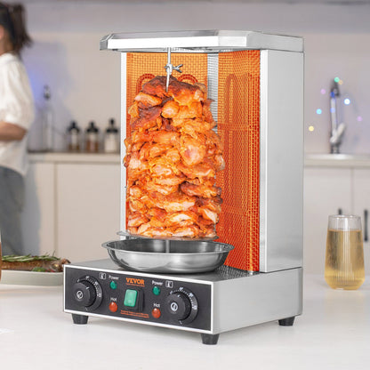 VEVOR Shawarma Grill Machine, 13 lbs Capacity, Chicken Shawarma Cooker Machine with 2 Burners, Electric Vertical Broiler Gyro Rotisserie Oven Doner Kebab Machine, for Home Restaurant Kitchen Parties - Discount Msrp 