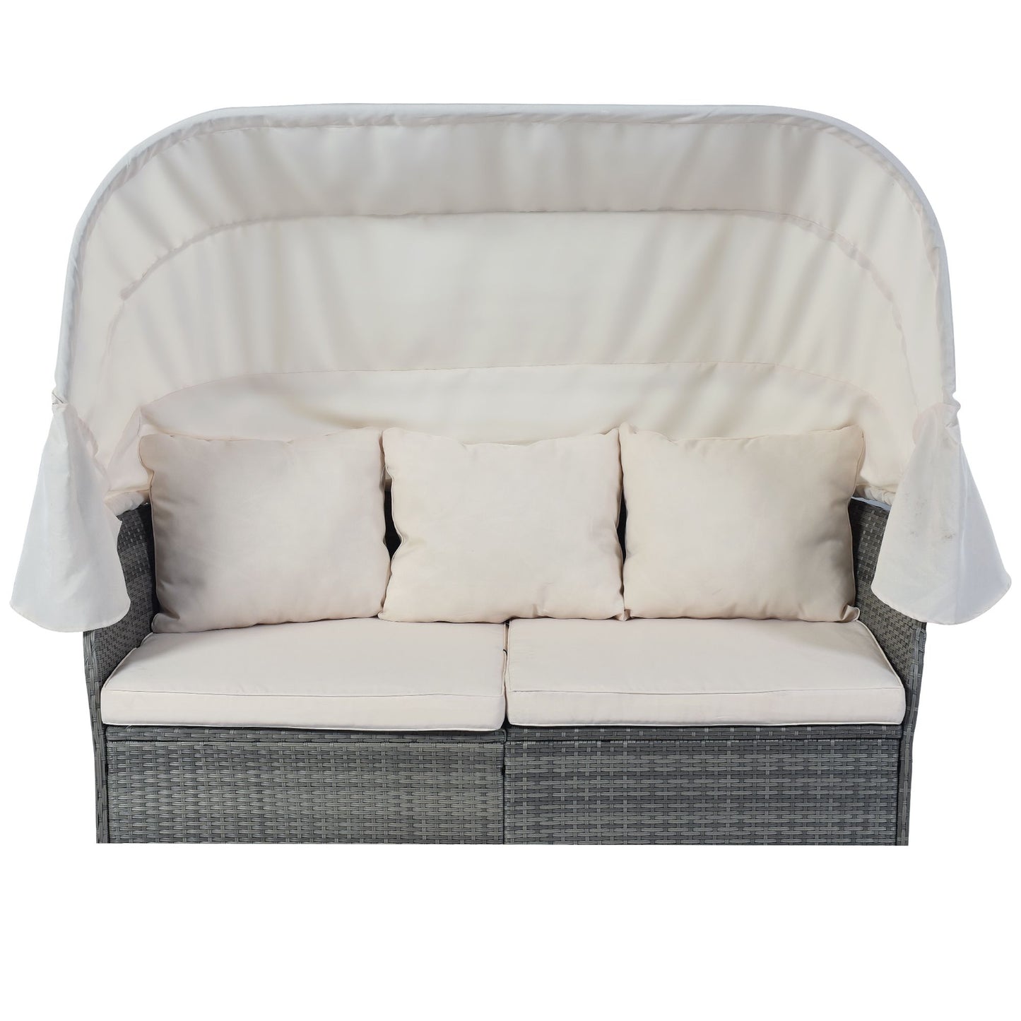 Outdoor Patio Furniture Set Daybed Sunbed with Retractable Canopy Conversation Set Wicker Furniture - Discount Msrp 