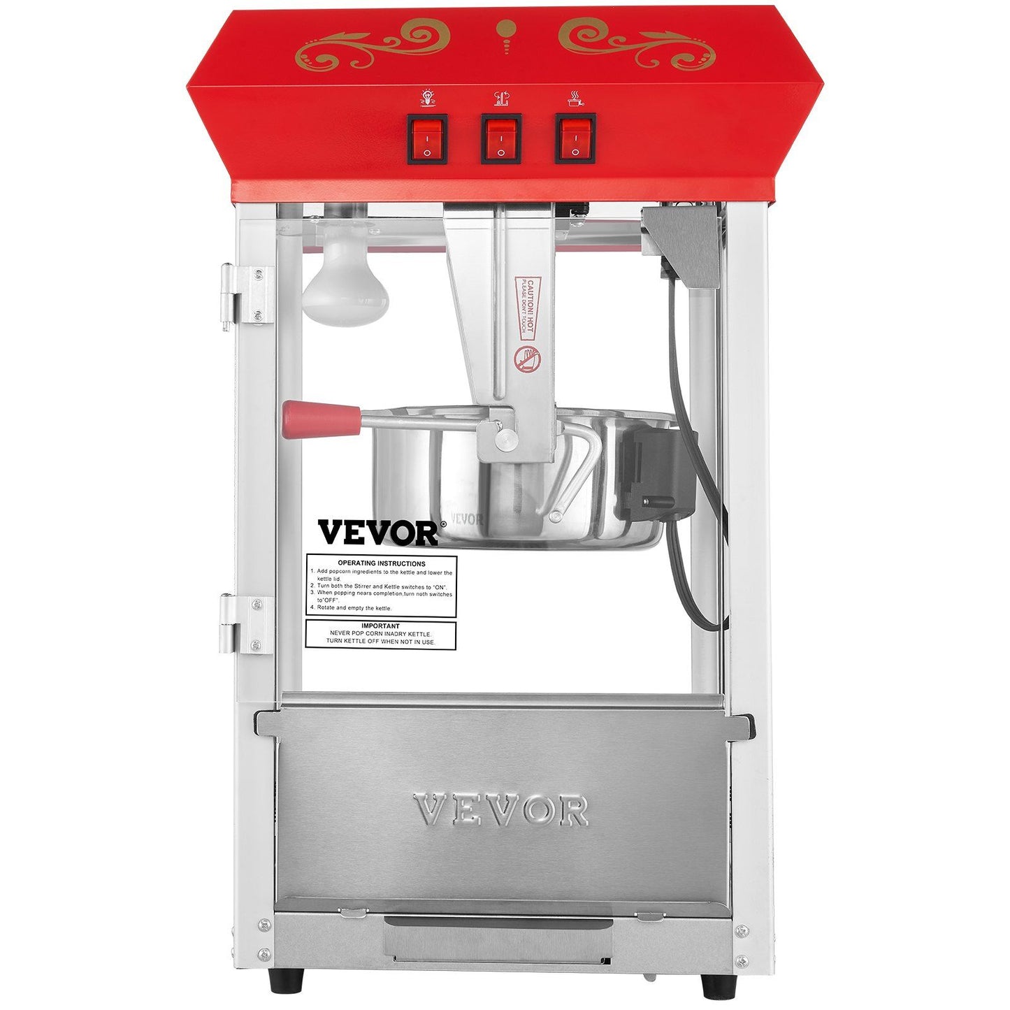 VEVOR Popcorn Popper Machine 8 Oz Countertop Popcorn Maker 850W 48 Cups Red - Discount Msrp 