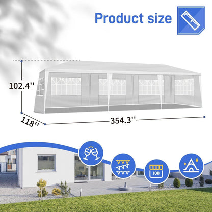 1 Set of 10'x30' Party Tent Canopy for Outdoor Weddings, Heavy-Duty Waterproof Event Shelter with Removable Sidewalls, Ideal for Parties, Booths, and Gatherings. - Discount Msrp 