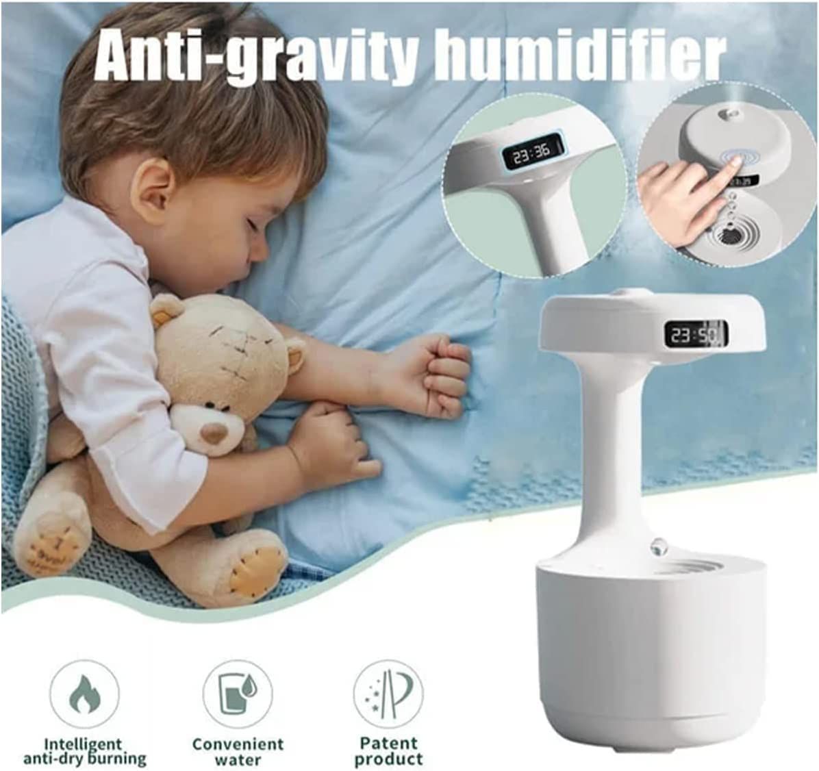 Anti-gravity Air Humidifier Water Drop Aromatherapy Humidifiers; Anti-Gravity Humidifier with Clockwork Drip Diffuser; Levitating Drip - Discount Msrp 