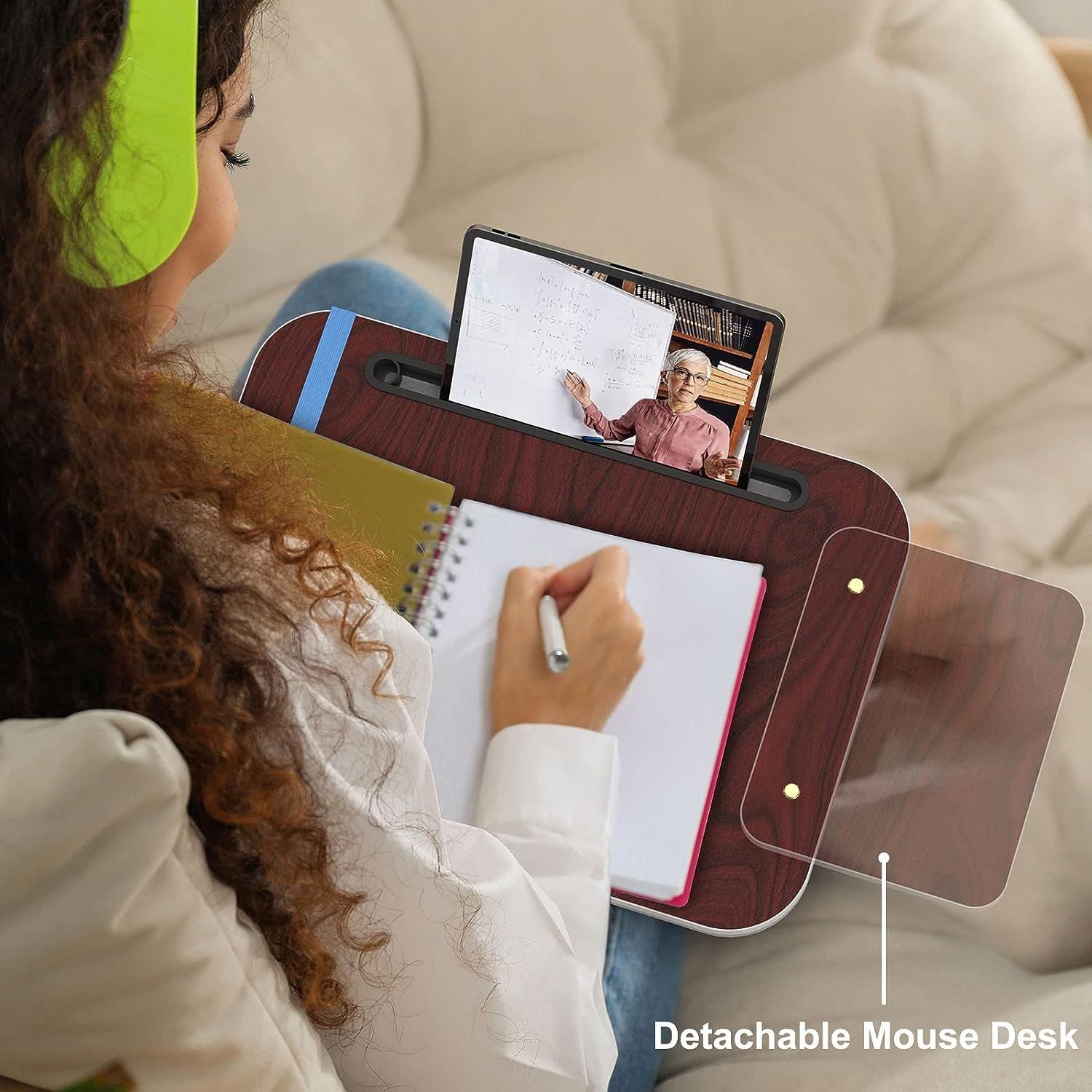 Lap Desk with Cushion, Tablet Holder and Detachable Mouse Tray, Fits Up to 16.1 Inches Laptops, Lap Desk for Bed Couch Sofa and Table - Discount Msrp 