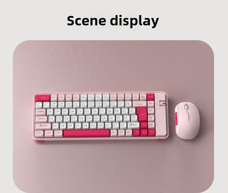 QW06 Office Entertainment Dual Mode Color Keyboard and Mouse Set Wireless Bluetooth Universal Keyboard Girls High-Value Set - Discount Msrp 