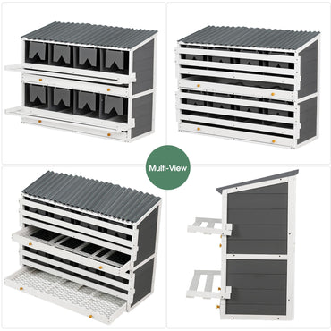 Nesting Boxes for Chickens, Wooden Chicken Nesting Box, 8 Compartments Egg Laying Boxes for Hens, Ducks and Poultry with Rollout Eggs Collection, PVC Roofing and Foldable Perches, 47"Lx26.4"Wx35.4"H - Discount Msrp 