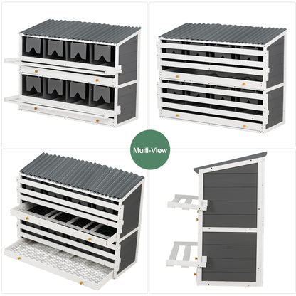 Nesting Boxes for Chickens, Wooden Chicken Nesting Box, 8 Compartments Egg Laying Boxes for Hens, Ducks and Poultry with Rollout Eggs Collection, PVC Roofing and Foldable Perches, 47"Lx26.4"Wx35.4"H - Discount Msrp 