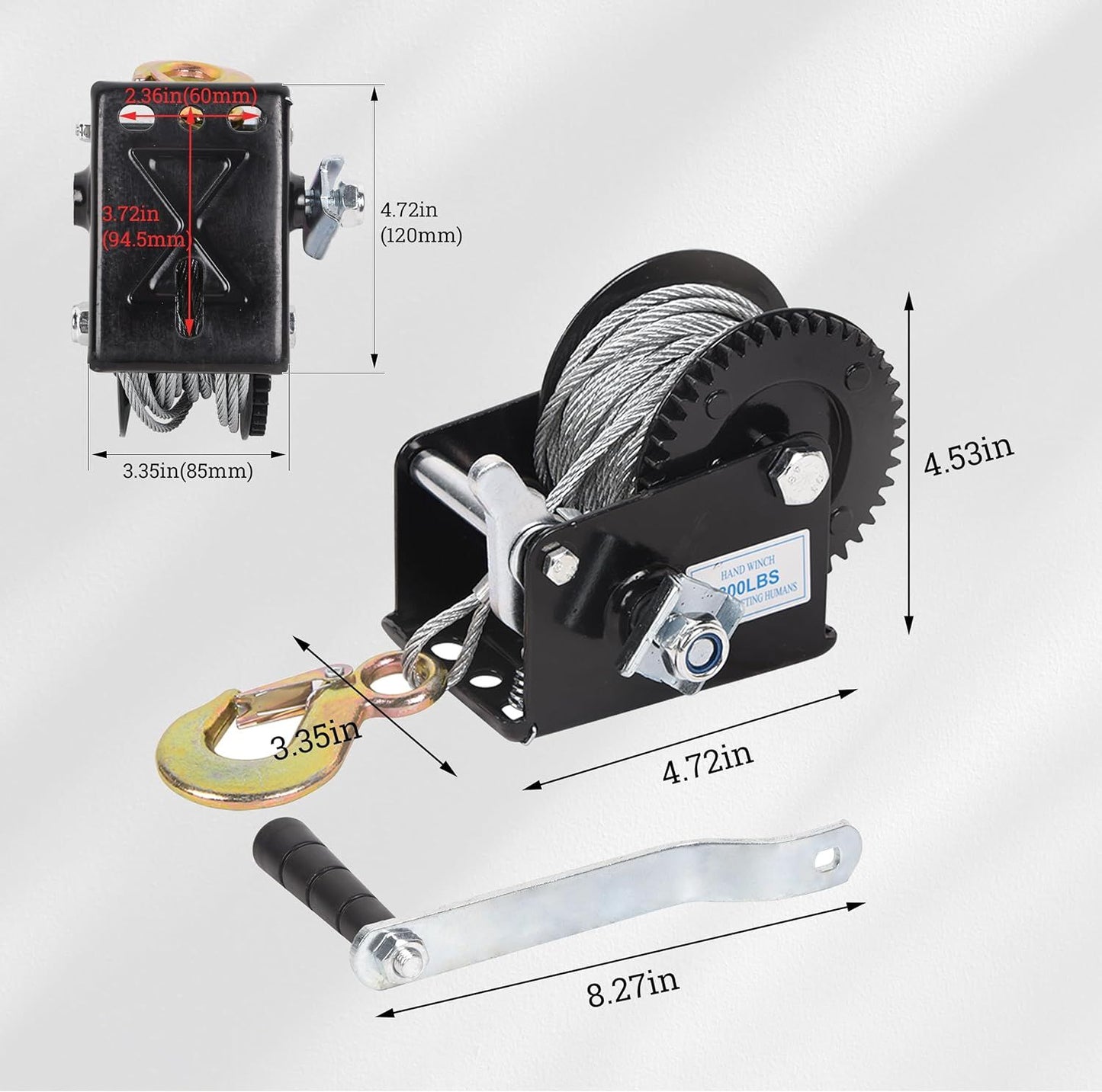 Hand Winch Boat Trailer Winch Heavy Duty Hook Steel Cable, Ratchet Manual Operated Winch for Trailers ATV UTV Boat Marine - Discount Msrp 