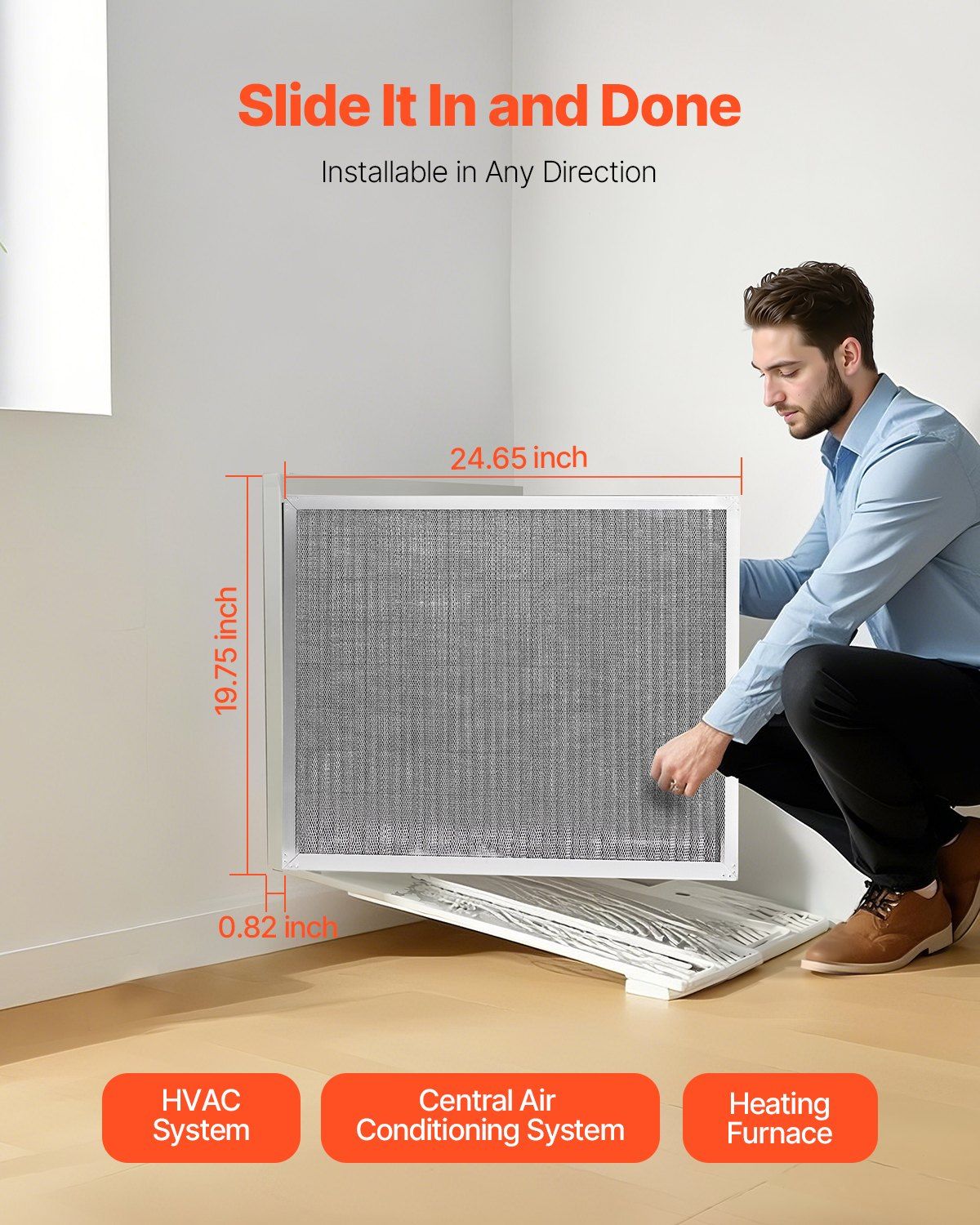 20x25x1 Aluminum Electrostatic Air Filter MERV 8 Actual 19.75x24.65x0.82 - Discount Msrp 