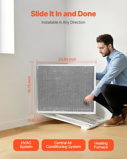 20x25x1 Aluminum Electrostatic Air Filter MERV 8 Actual 19.75x24.65x0.82 - Discount Msrp 