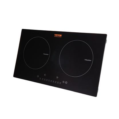 VEVOR Electric Cooktop, 2 Burners, 24'' Induction Stove Top, Built-in Magnetic Cooktop 1800W, 9 Heating Level Multifunctional Burner, LED Touch Screen w/ Child Lock & Over-Temperature Protection - Discount Msrp 