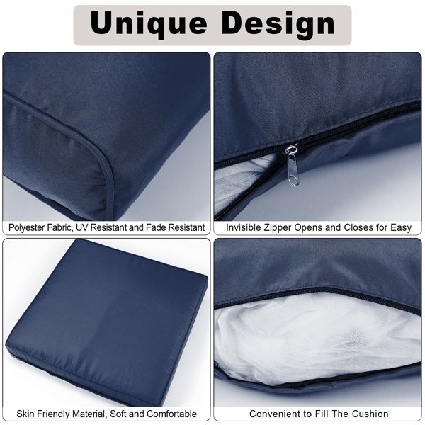 14 PCS Outdoor Cushions for Patio Furniture Replacement, Patio Furniture Cushions with Sponge, Deep Seat Patio Cushions(NAVY BLUE)[Temu is banned, can not be shipped on weekends, order carefully] - Discount Msrp 