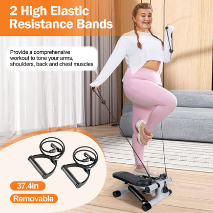 Exercise Stepper for Women Mini Fitness Stepper with 2 Resistance Bands LCD Monitor Max 330.7LBS Load Stair Stepper Quiet Stepper - Discount Msrp 