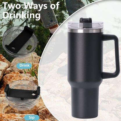 40oz large capacity tumbler With Handle And Straw Lid, Insulated Reusable Stainless Steel Water Bottles Travel Mug Coffee Cup car cup water cup For Men Women Outdoor Camping Driving, gift - Discount Msrp 