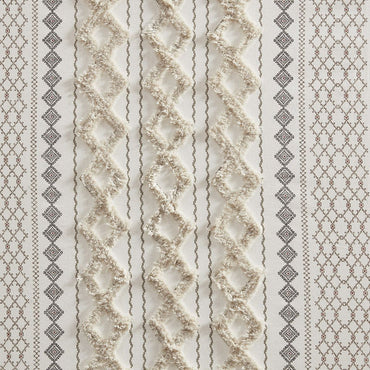 Cotton Printed Curtain Panel with Chenille Stripe and Lining(Only 1 Pc Panel) - Discount Msrp 
