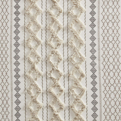 Cotton Printed Curtain Panel with Chenille Stripe and Lining(Only 1 Pc Panel) - Discount Msrp 