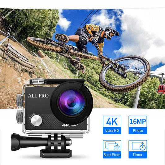 4K Action Pro Waterproof All Digital UHD WiFi Camera + RF Remote And Accessories - Discount Msrp 