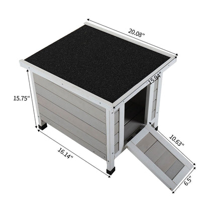Modern Wooden Rabbit Cat Dog Hutch, Indoor/Outdoor Retreat House with Openable Roof for Small Pets, Weatherproof, Gray - Discount Msrp 