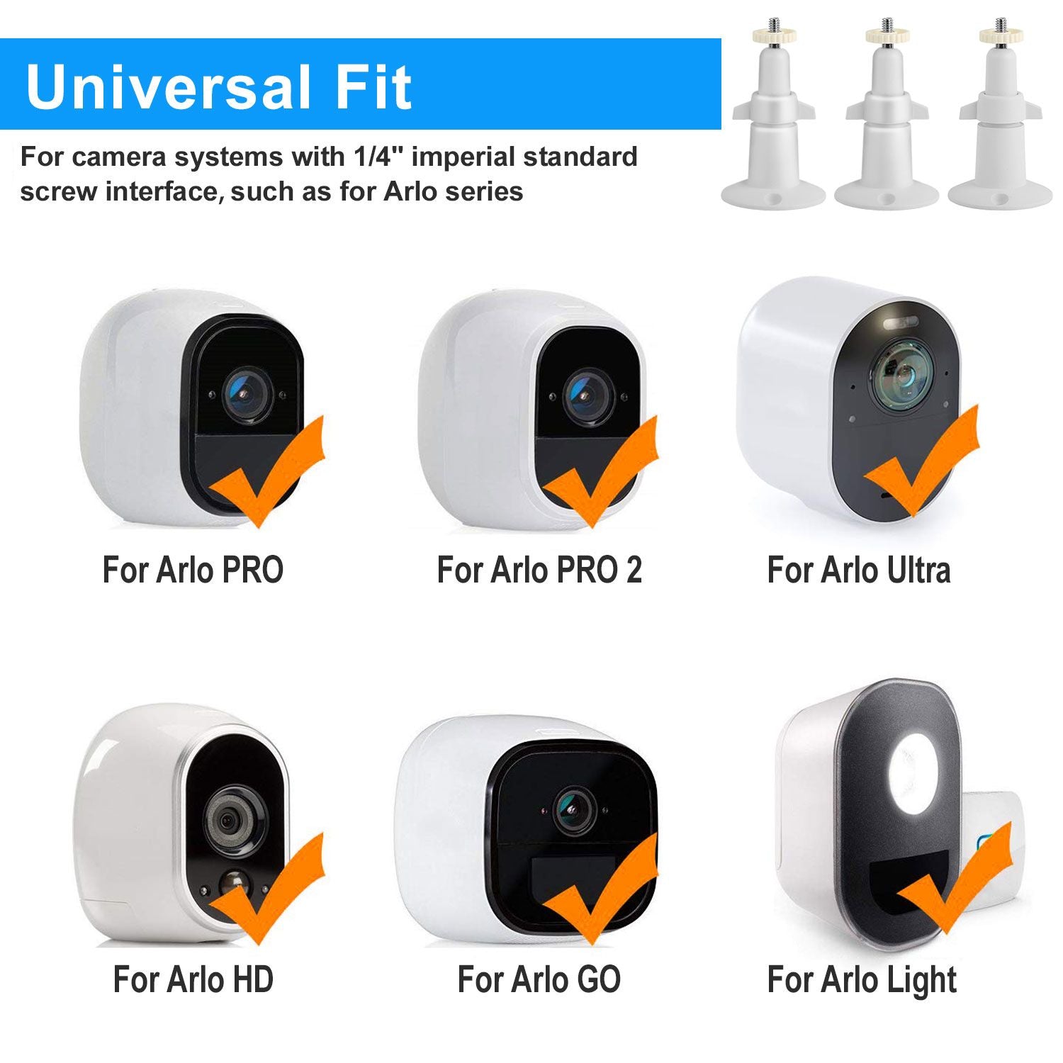 3 Packs Security Camera Wall Mount for Arlo 360 Degree Adjustable Camera Holder Garden Patio Screw Mount - Discount Msrp 