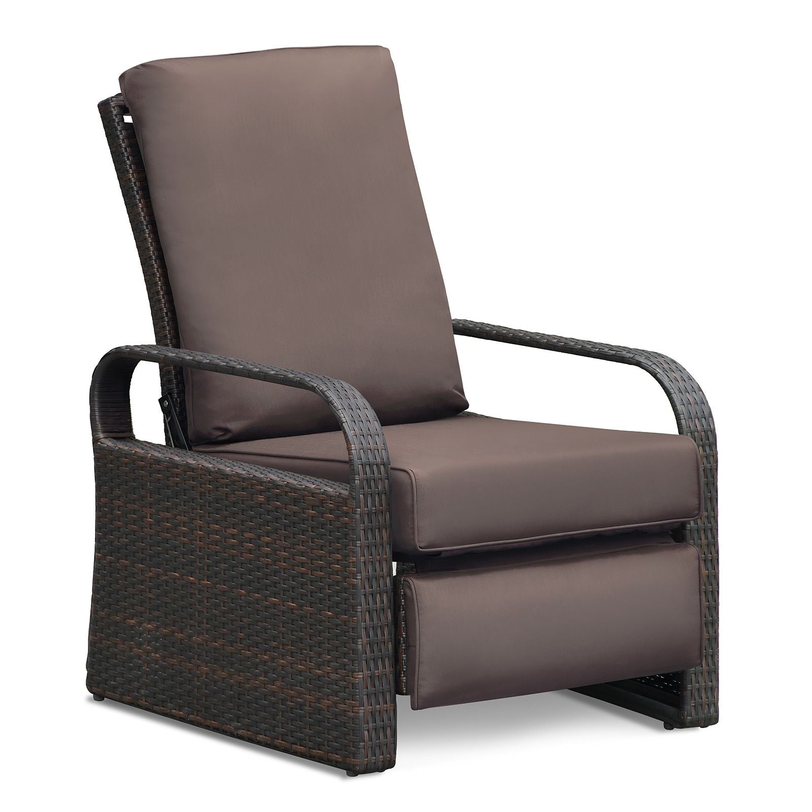 Outdoor Recliner Chair; Automatic Adjustable Wicker Lounge Recliner Chair with 5.12'' Thicken Cushion - Discount Msrp 