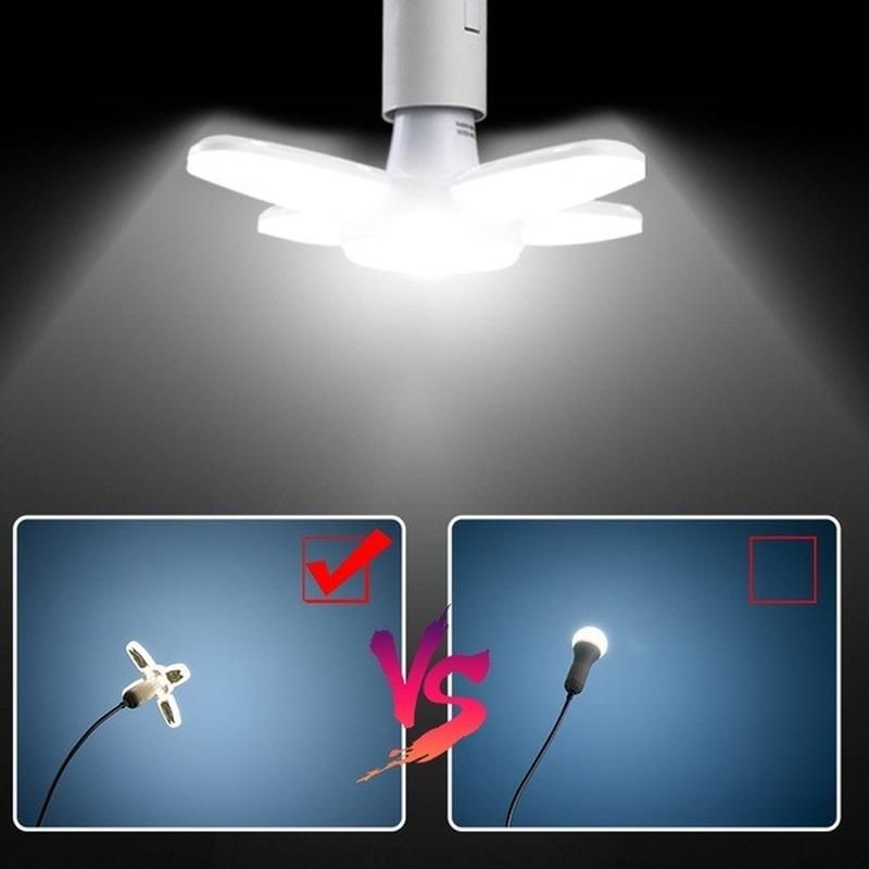 1pc E27 LED Bulb Fan Blade Timing Lamp AC85-265V 28W Foldable Led Light Bulb Ceiling Light For Home - Discount Msrp 