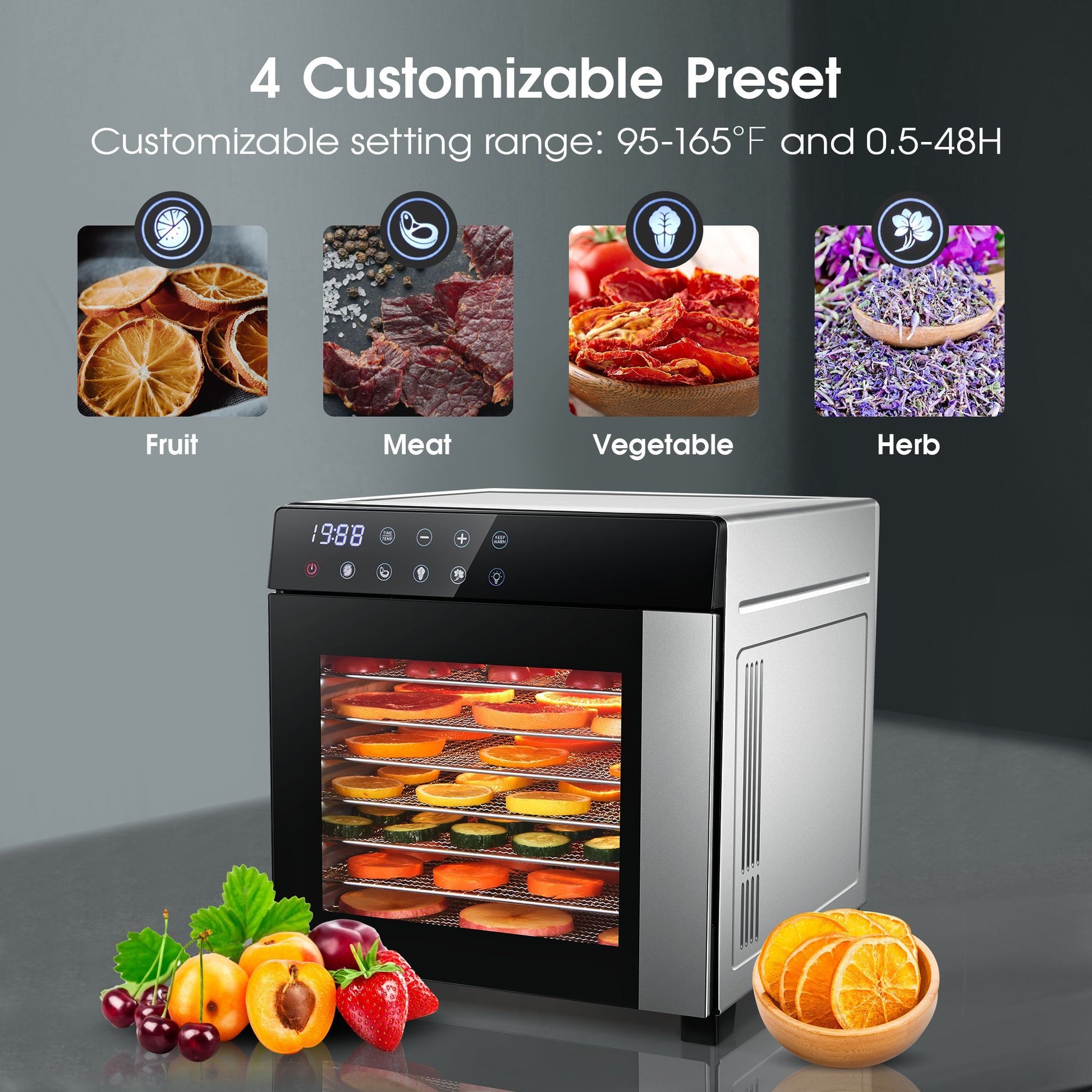 Food Dehydrator Machine 25QT, 8 Trays Stainless Steel Dehydrator Machine, Large Capacity Dehydrators for Food and Jerky, Herbs, Yogurt, Veggies, Dog Treats - Discount Msrp 
