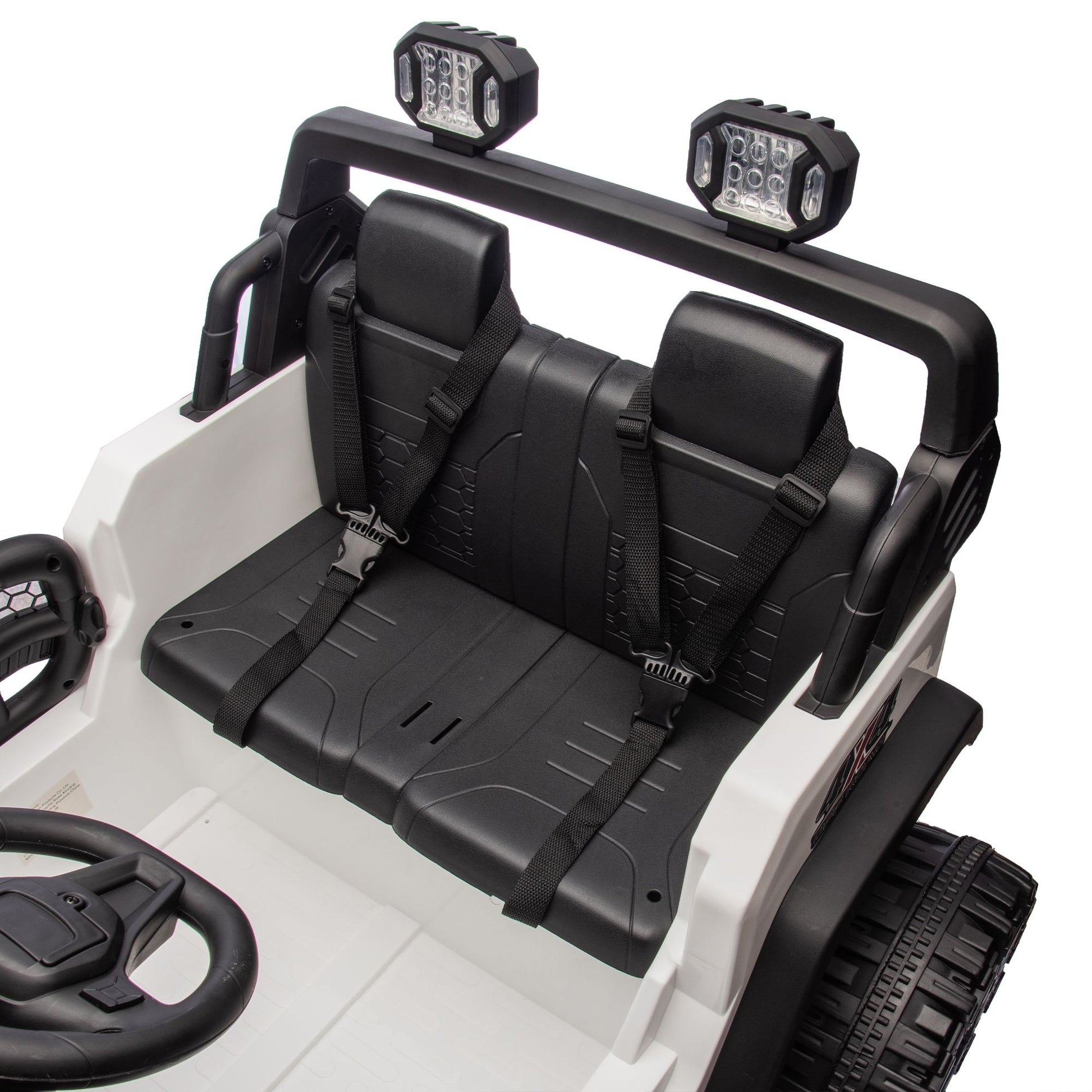 24V Two-seater Kids Ride On Electric Car W/parents control,Seat width 19.69in,400W motor,Four-wheel suspension,light&searchlight,USB,MP3,Bluetooth,Provide a speed of 1.86-4.35MPH for kids of 3+. - Discount Msrp 