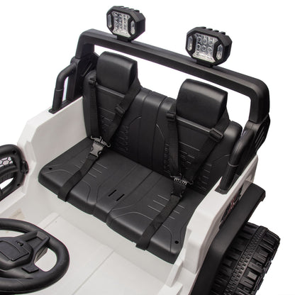 24V Two-seater Kids Ride On Electric Car W/parents control,Seat width 19.69in,400W motor,Four-wheel suspension,light&searchlight,USB,MP3,Bluetooth,Provide a speed of 1.86-4.35MPH for kids of 3+. - Discount Msrp 