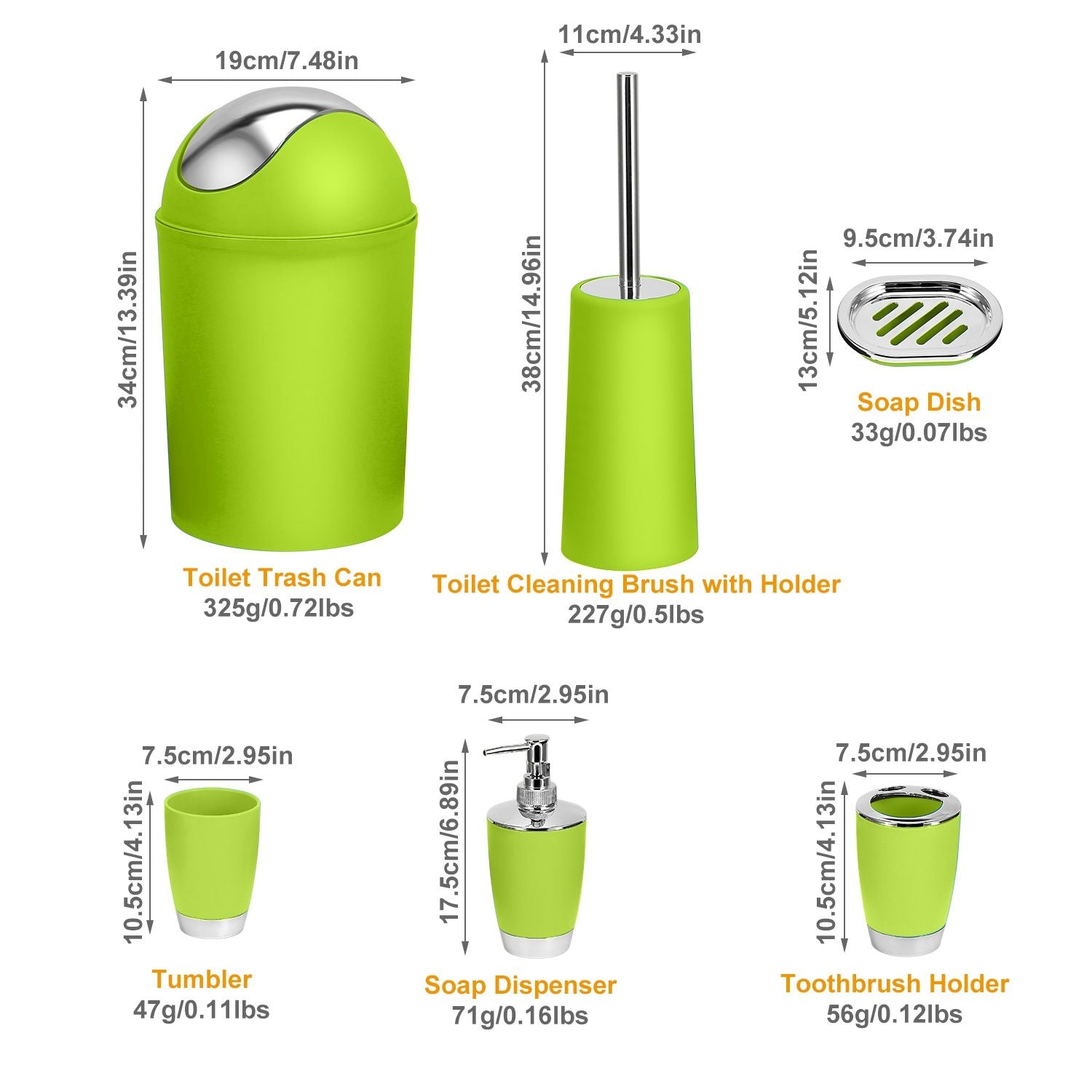 Bathroom Accessories Set 6 Pcs Bathroom Set Ensemble Complete Soap Dispenser Toothbrush Holder - Discount Msrp 